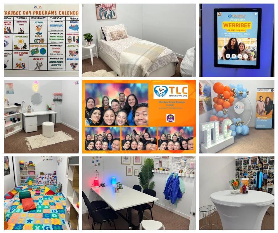 a collage of images during the grand opening of tlc office in werribee